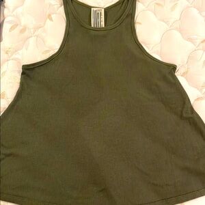 Free People Olive Green Ribbed Tank Top